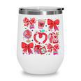 Valentine Teacher Coquette Bow Pencil Heart Book Girl Women Wine Tumbler