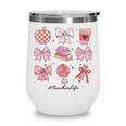 Valentine Teacher Cute Bows Apple Globe Pencil Books Art Wine Tumbler