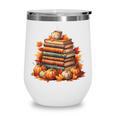 Vintage Autumn Books Pumpkin Coffee Book Lover Reading Wine Tumbler