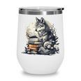 Wolf Reading Book Librarian Library Wolves Wine Tumbler