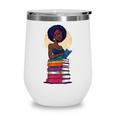 Woman And Books Stack Afro Girl Reading Lover Wine Tumbler Woman And Books Stack Afro Girl Reading Lover Wine Tumbler