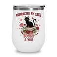 Women's Cat Books Romantic Floral Aesthetic Book Lover Cat Owner Wine Tumbler