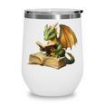 Women's Dragon Bookworm Reading Book Graphic Wine Tumbler