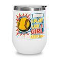 Women's Girls Softball Play Like A Girl Comic Book Pop Art Wine Tumbler