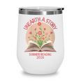 Women's Unearth a Story 2026 Summer Reading Program Flowers Book Wine Tumbler