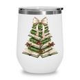 Xmas Tree Books Merry Christmas Coquette Bow Teacher Holiday Wine Tumbler