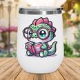 Adorable Book Lover Basilisk With Reading Glasses Cute Wine Tumbler