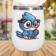 Adorable Book Lover Blue Jay With Reading Glasses Cute Wine Tumbler