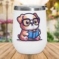 Adorable Book Lover Bulldog With Reading Glasses Cute Raglan Baseball Tee Wine Tumbler