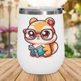 Adorable Book Lover Chipmunk With Reading Glasses Cute Premium Wine Tumbler
