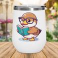 Adorable Book Lover Mallard Duck With Reading Glasses Cute Wine Tumbler