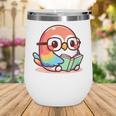 Adorable Book Lover Parrot With Reading Glasses Cute Wine Tumbler