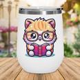 Adorable Book Lover Persian Cat With Reading Glasses Cute Wine Tumbler