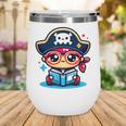 Adorable Book Lover Pirate With Reading Glasses Cute Wine Tumbler