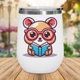 Adorable Book Lover Quokka With Reading Glasses Cute Wine Tumbler