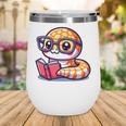 Adorable Book Lover Rattlesnake With Reading Glasses Cute Wine Tumbler