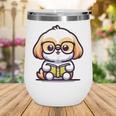 Adorable Book Lover Shih Tzu With Reading Glasses Cute Wine Tumbler