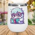 Adorable Book Lover Yeti With Reading Glasses Cute Wine Tumbler