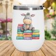 Adorable Donkey With Heart Sitting On Colorful Book Stack Wine Tumbler