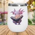Axolotl Bookworm Reading Book Kawaii Graphic Wine Tumbler