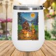 Bigfoot And Alien Reading Books Campfire Halloween Wine Tumbler