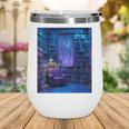Book Library Bookshelf Armchair Window Pattern Print Wine Tumbler