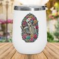 Book Lover Skeleton Reading With Dia De Los Muertos Flowers Wine Tumbler Book Lover Skeleton Reading With Dia De Los Muertos Flowers Wine Tumbler