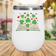 Book With Shamrocks Librarian Saint Patrick's Day Kids Wine Tumbler