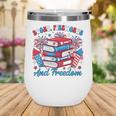 Books Fireworks And Freedom Independence Day Book Lover Wine Tumbler