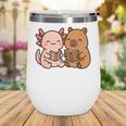 Capybara Axolotl Kawaii Kids Anime Book Lover Reading Wine Tumbler