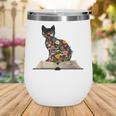 Cat Book Flowers Wine Tumbler