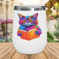 Cat Book Shirt Colorful Cat Reading Book Wine Tumbler