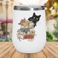 Cat And Books Flowers Reading Club Cat Lover Bookworm Wine Tumbler