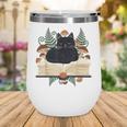 Cat On Open Book Mushrooms Ferns Dark Academia Wine Tumbler