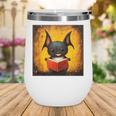 Colorful Sketch Oil Painting Of A Bat Reading Book Wine Tumbler
