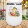 Crocodile Reading Book Watercolor Flowers Kids Wine Tumbler Crocodile Reading Book Watercolor Flowers Kids Wine Tumbler