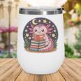Cute Axolotl Reading Books Cozy Night Aesthetic Wine Tumbler