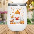 Cute Beanie Ghost Bookworm Cozy Book Reading Halloween Wine Tumbler
