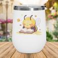 Cute Bee Reading Book Teacher Student Reader Graphic For Men Women Kids Wine Tumbler