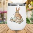 Cute Bunny Reading Book Glasses Bookworm Wine Tumbler