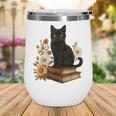 Cute Cat Book Flowers Wine Tumbler