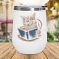 Cute Cat Reading Books With Tea Wine Tumbler