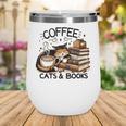 Cute Coffee Cats Books Lover Idea Women Men Kids Wine Tumbler