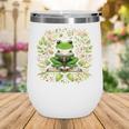 Cute Floral Frog Book Reading Wine Tumbler