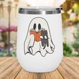 Cute Ghost Cat Reading Book Spooky Season Halloween Costume Wine Tumbler