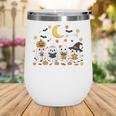 Cute Ghost Drinking Coffee Halloween Fall Ghost Book Reading Wine Tumbler