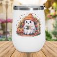 Cute Ghost Drinking Coffee Halloween Reading Book Retro Wine Tumbler Cute Ghost Drinking Coffee Halloween Reading Book Retro Wine Tumbler