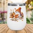 Cute Ghost Reading Book Lovers Halloween Pumpkin Women Girls Wine Tumbler Cute Ghost Reading Book Lovers Halloween Pumpkin Women Girls Wine Tumbler