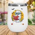 Cute Ghost Reading Book Retro Halloween Librarian Wine Tumbler Cute Ghost Reading Book Retro Halloween Librarian Wine Tumbler