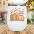 Cute Kawaii Cat Books Flowers Wine Tumbler